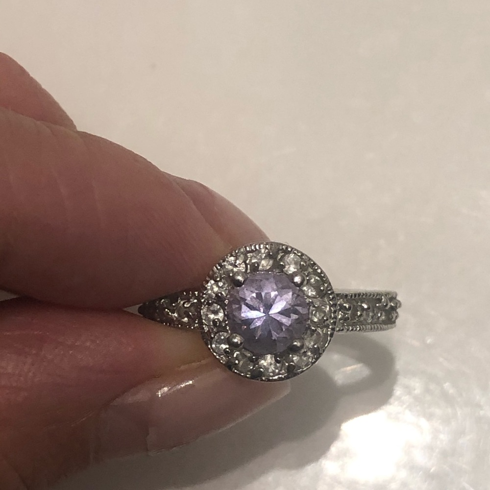 Amethyst halo fashion ring